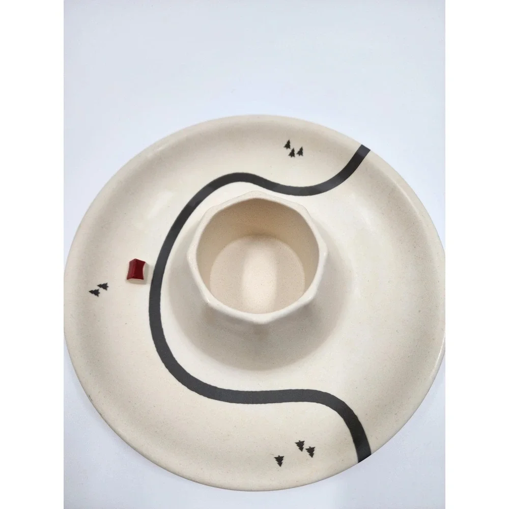 Suck UK Landscape Chip and Dip Bowl Cream Melamine Road House Serving Dish